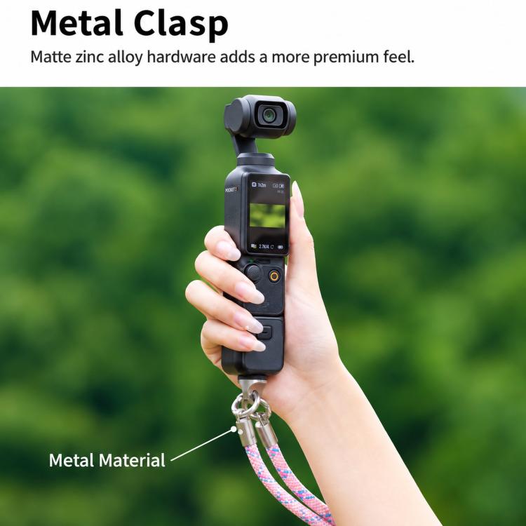 Cordino per fotocamera Cwatcun D232 2 in 1, tracolla regolabile da collo e da polso con moschettone a sgancio rapido da 1/4 di pollice., Small Pink, Small Light Gray, Medium Light Gray