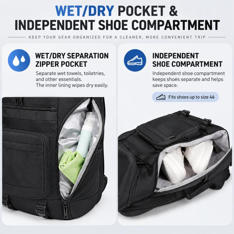 REMOID T99 Borsa sportiva da palestra con scomparto per scarpe, impermeabile, ideale per racchette da tennis e viaggi., T99