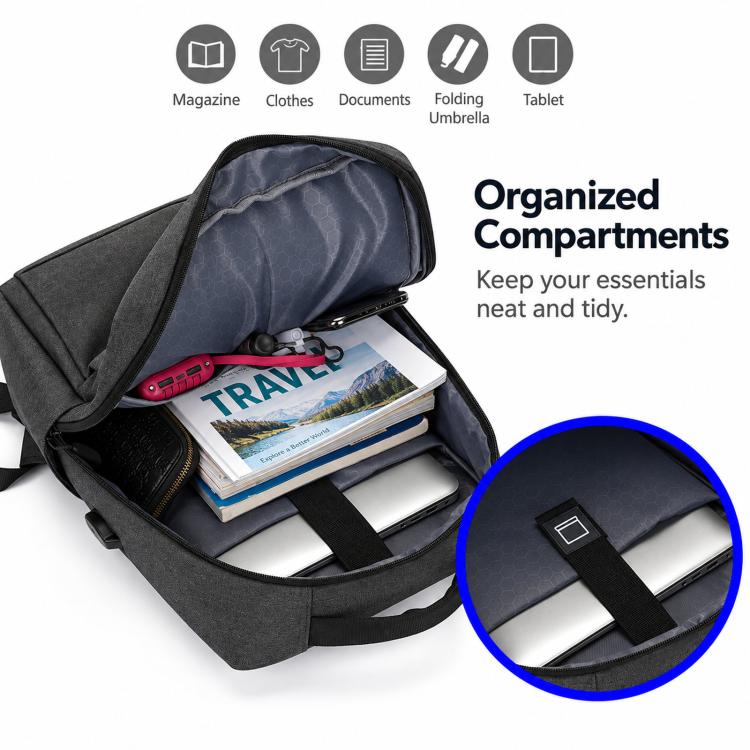 Zaino per laptop REMOID 1173, resistente all'acqua, ideale per viaggi di lavoro e con porta di ricarica USB.