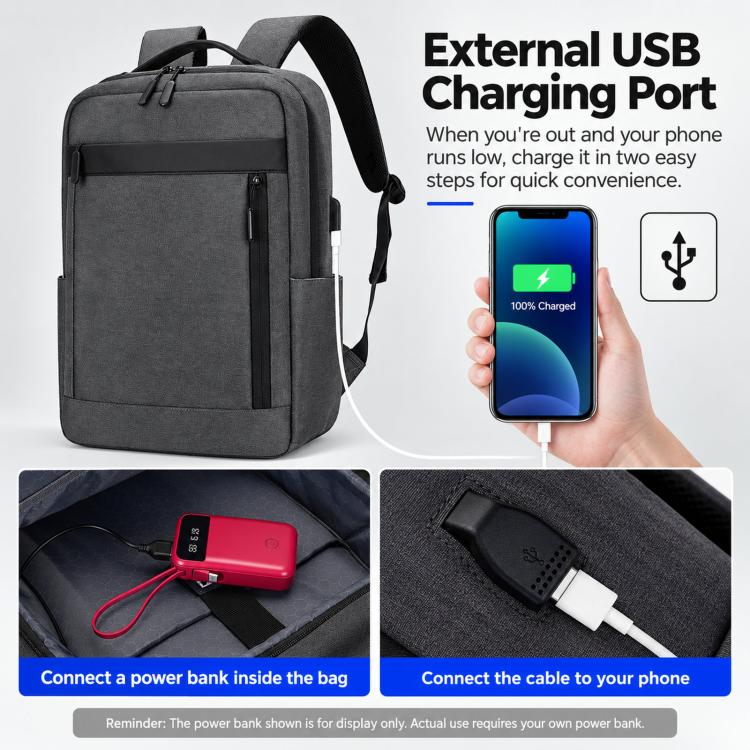 Zaino per laptop REMOID 1172, resistente all'acqua, ideale per viaggi di lavoro e con porta di ricarica USB.