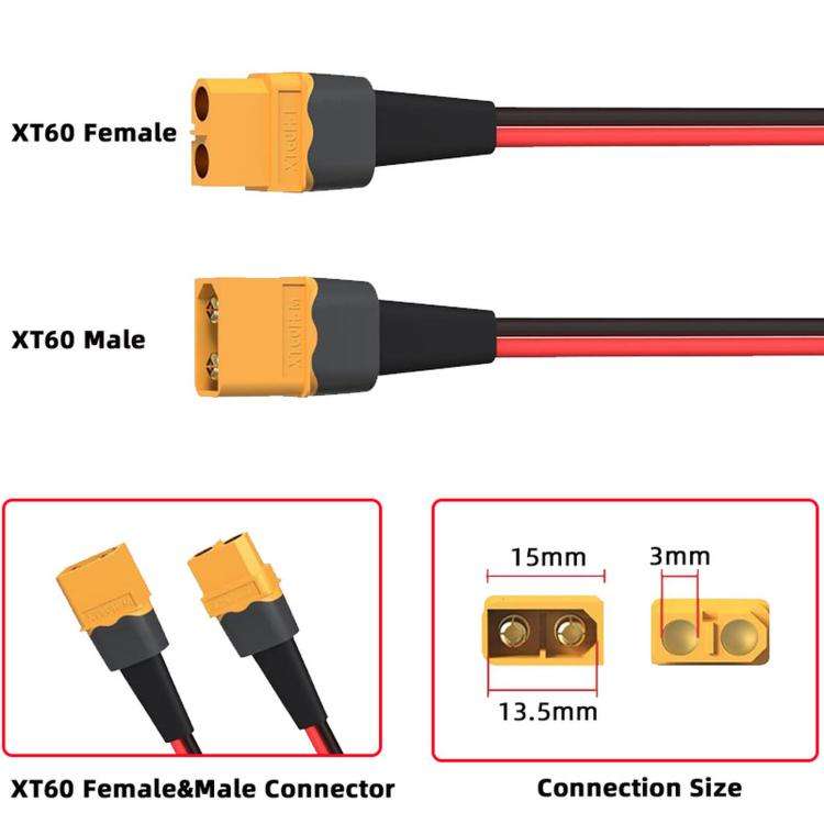Cavo prolunga XT60 30A in rame 12 AWG, lunghezze da 0,61 a 15,2 m - immagine 10