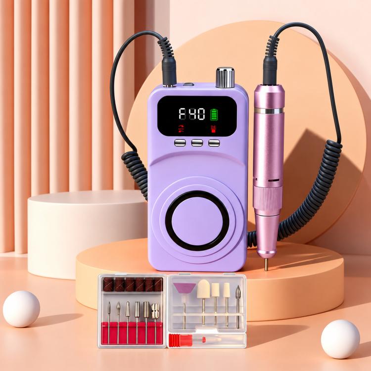 Fresa elettrica per unghie ricaricabile da 40000 giri/min con luce UV e 40 livelli di velocità., 12 Bits Purple+Pink, 12 Bits Purple+Silver, 12 Bits Purple+Grey, 12 Bits Beige+Pink, 12 Bits Beige+Silver, 12 Bits Beige+Grey, 6 Bits Purple+Pink          ...