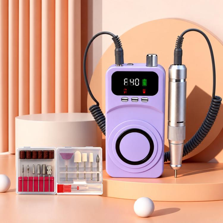 Fresa elettrica per unghie ricaricabile da 40000 giri/min con luce UV e 40 livelli di velocità., 12 Bits Purple+Pink, 12 Bits Purple+Silver, 12 Bits Purple+Grey, 12 Bits Beige+Pink, 12 Bits Beige+Silver, 12 Bits Beige+Grey, 6 Bits Purple+Pink          ...
