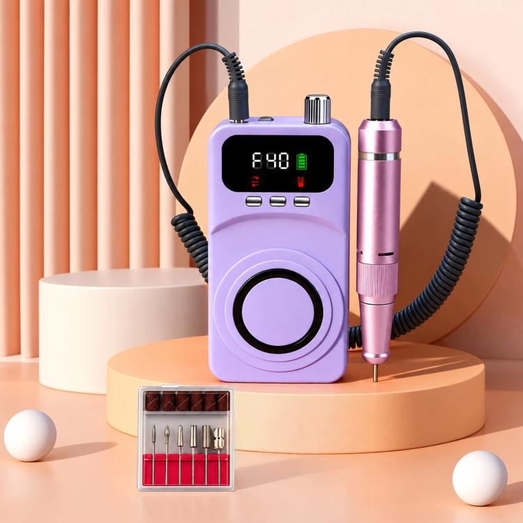Fresa elettrica per unghie ricaricabile da 40000 giri/min con luce UV e 40 livelli di velocità., 12 Bits Purple+Pink, 12 Bits Purple+Silver, 12 Bits Purple+Grey, 12 Bits Beige+Pink, 12 Bits Beige+Silver, 12 Bits Beige+Grey, 6 Bits Purple+Pink          ...
