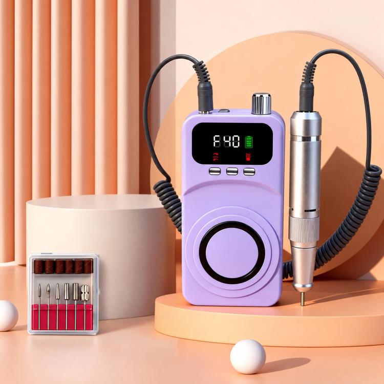 Fresa elettrica per unghie ricaricabile da 40000 giri/min con luce UV e 40 livelli di velocità., 12 Bits Purple+Pink, 12 Bits Purple+Silver, 12 Bits Purple+Grey, 12 Bits Beige+Pink, 12 Bits Beige+Silver, 12 Bits Beige+Grey, 6 Bits Purple+Pink          ...