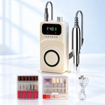 Fresa elettrica per unghie ricaricabile da 40000 giri/min con luce UV integrata e manipolo con ventola., 12 Bits Beige Silver, 12 Bits Beige+Gold, 12 Bits Purple Silver, 12 Bits Purple Gold, 6 Bits Beige Silver, 6 Bits Beige Gold, 6 Bits Purple Silver ...