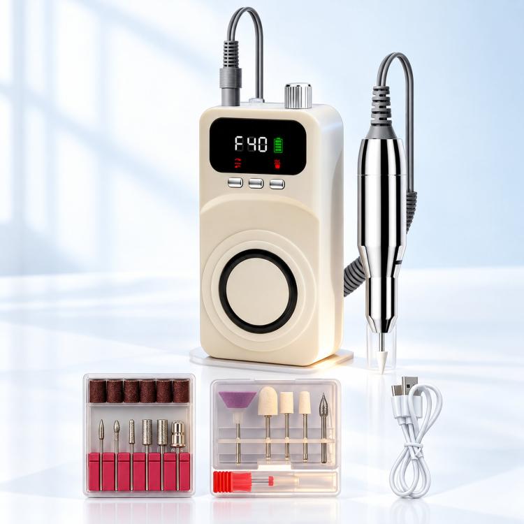 Fresa elettrica per unghie ricaricabile da 40000 giri/min con luce UV integrata e manipolo con ventola., 12 Bits Beige Silver, 12 Bits Beige+Gold, 12 Bits Purple Silver, 12 Bits Purple Gold, 6 Bits Beige Silver, 6 Bits Beige Gold, 6 Bits Purple Silver ...