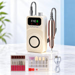 Fresa elettrica per unghie ricaricabile da 40000 giri/min con luce UV integrata e manipolo con ventola., 12 Bits Beige Silver, 12 Bits Beige+Gold, 12 Bits Purple Silver, 12 Bits Purple Gold, 6 Bits Beige Silver, 6 Bits Beige Gold, 6 Bits Purple Silver ...