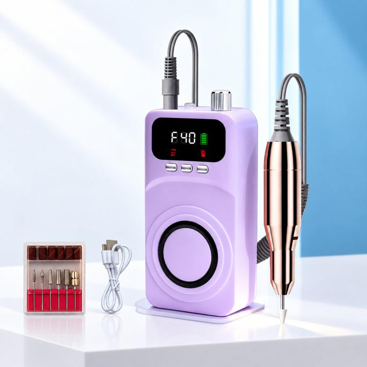 Fresa elettrica per unghie ricaricabile da 40000 giri/min con luce UV integrata e manipolo con ventola., 12 Bits Beige Silver, 12 Bits Beige+Gold, 12 Bits Purple Silver, 12 Bits Purple Gold, 6 Bits Beige Silver, 6 Bits Beige Gold, 6 Bits Purple Silver ...