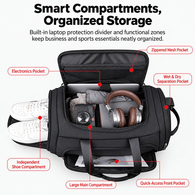 REMOID T26 Borsa sportiva grande da palestra, zaino da viaggio convertibile, borsa a tracolla sportiva con scomparto per scarpe e tasca impermeabile