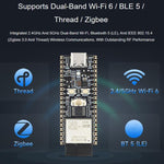 Scheda di sviluppo Waveshare ESP32-C5 Dual-Band Wi-Fi 6 con processore single-core a 240 MHz, Without Pinheader, With Pinheader