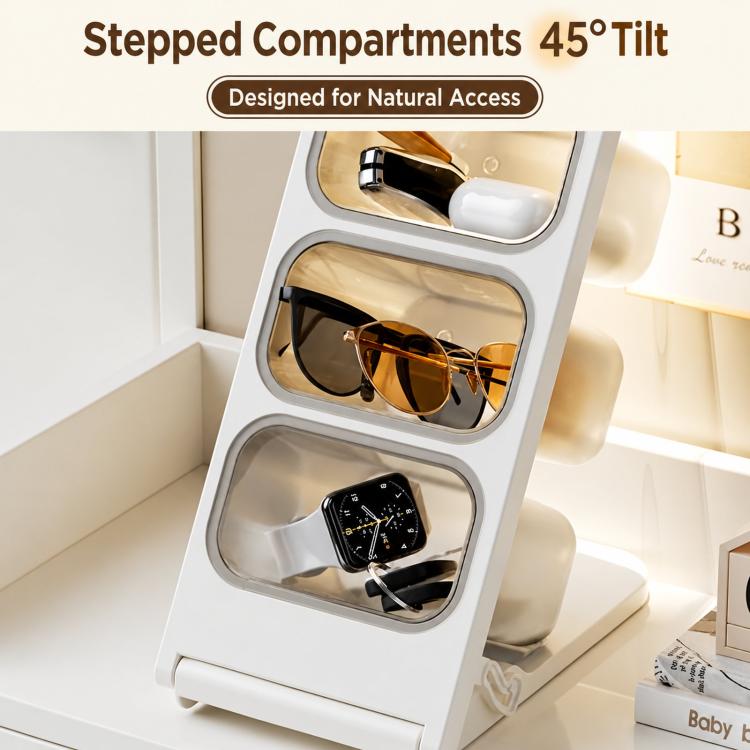 Scatola porta capsule di caffè a 3 livelli con inserto inclinato, organizer da scrivania per bustine di tè e snack, Large, Small