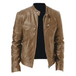 Giacca invernale da moto in PU con multitasche, collo alto e cerniera., M, L