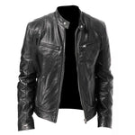 Giacca invernale da moto in PU con multitasche, collo alto e cerniera., 3XL, 4XL