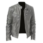 Giacca invernale da moto in PU con multitasche, collo alto e cerniera., 3XL, 4XL