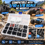 Kit di viti per auto RC da 520 pezzi/scatola, viti esagonali M3 e M4, dadi di bloccaggio, clip per carrozzeria, set per crawler RC in scala 1/10 e 1/8.