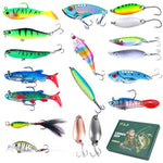 Kit di esche da pesca HENGJIA da 18 pezzi/scatola, esche rigide e morbide di vario tipo, set da pesca in scatola