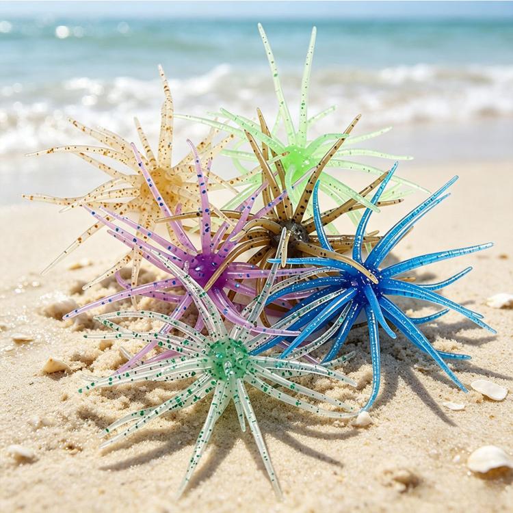 Confezione da 6 pezzi HENGJIA Esche artificiali morbide galleggianti a forma di riccio di mare, in TPR elastico, 0.5g, 1.6g, 2.6g