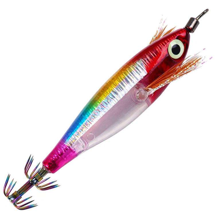 HENGJIA SJ067 Artificiali Squid Jig Fluorescenti Effetto Laser – Esca a Forma di Gambero per Cefalopodi, 8cm 5.5g
