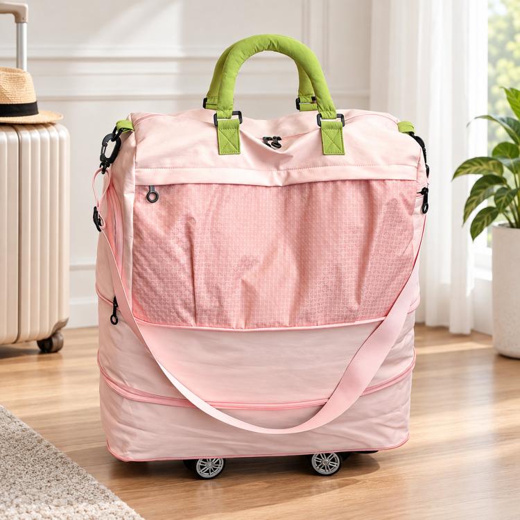 Missrr Expandable Rolling Travel Duffel Bag With Detachable Wheels Nylon Weekender Carry On Bag