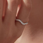 Minimalist S925 Sterling Silver Wave White Gold Plated Moissanite Ring
