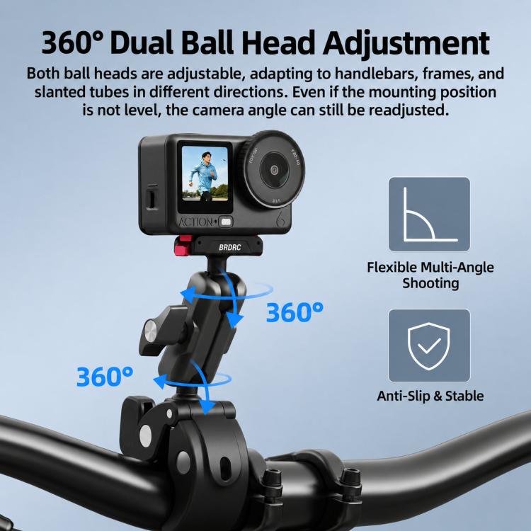 BRDRC Quick-Release Bicycle Mount, For DJI Osmo Action 6 / 4 / 5 Pro, For DJI Osmo 360 II / Nano
