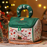 Christmas House Gift Bag Zippered Holiday Treat Candy Tote with Plush Handle
