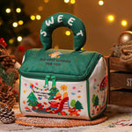 Christmas House Gift Bag Zippered Holiday Treat Candy Tote with Plush Handle
