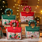 Christmas House Gift Bag Zippered Holiday Treat Candy Tote with Plush Handle