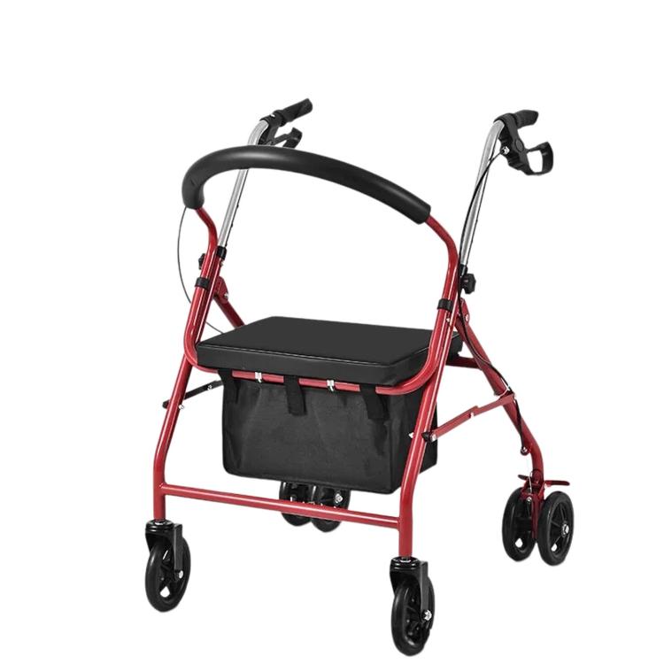 Folding Rollator Walker with Seat Heavy Duty 6-Wheel Senior Shopping Cart Walker, Black/Fabric Bag/No Pedal, Black/Wire Basket /No Pedal, Black/Fabric Bag/With Pedal, Black/Wire Basket/With Pedal, Red/Fabric Bag/No Pedal, Red/Wire Basket/No Pedal      ...