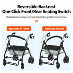 Folding Rollator Walker with Seat Heavy Duty 6-Wheel Senior Shopping Cart Walker, Black/Fabric Bag/No Pedal, Black/Wire Basket /No Pedal, Black/Fabric Bag/With Pedal, Black/Wire Basket/With Pedal, Red/Fabric Bag/No Pedal, Red/Wire Basket/No Pedal      ...