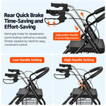 Folding Rollator Walker with Seat Heavy Duty 6-Wheel Senior Shopping Cart Walker, Black/Fabric Bag/No Pedal, Black/Wire Basket /No Pedal, Black/Fabric Bag/With Pedal, Black/Wire Basket/With Pedal, Red/Fabric Bag/No Pedal, Red/Wire Basket/No Pedal      ...