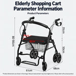Folding Rollator Walker with Seat Heavy Duty 6-Wheel Senior Shopping Cart Walker, Black/Fabric Bag/No Pedal, Black/Wire Basket /No Pedal, Black/Fabric Bag/With Pedal, Black/Wire Basket/With Pedal, Red/Fabric Bag/No Pedal, Red/Wire Basket/No Pedal      ...
