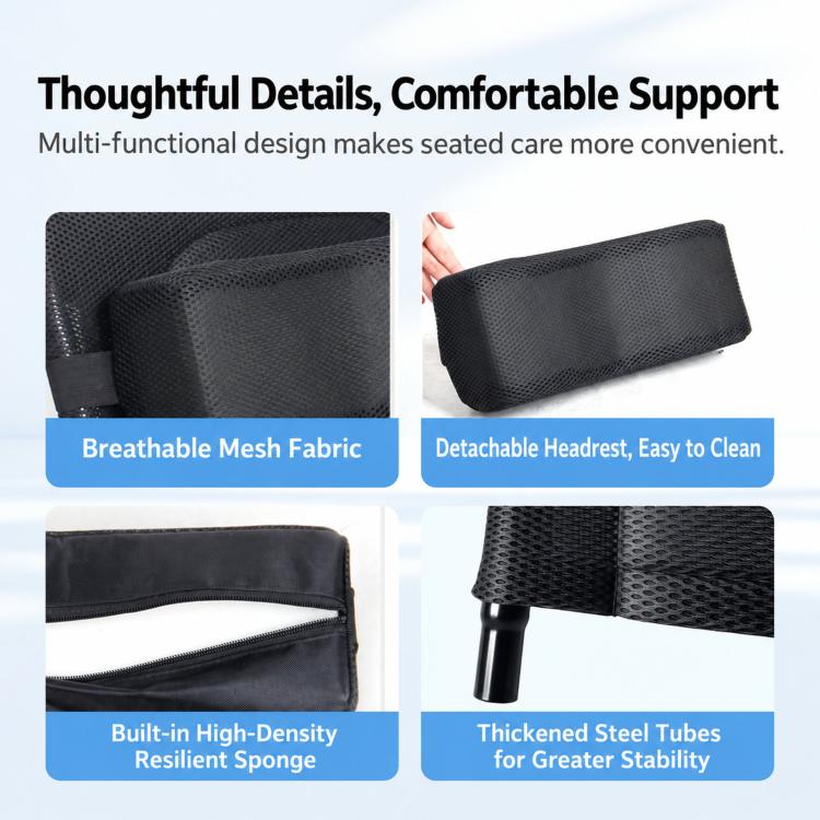 Universal Wheelchair Headrest Attachment Backrest Extension with Metal Mounting Clamps, 39x36cm, 44x37cm