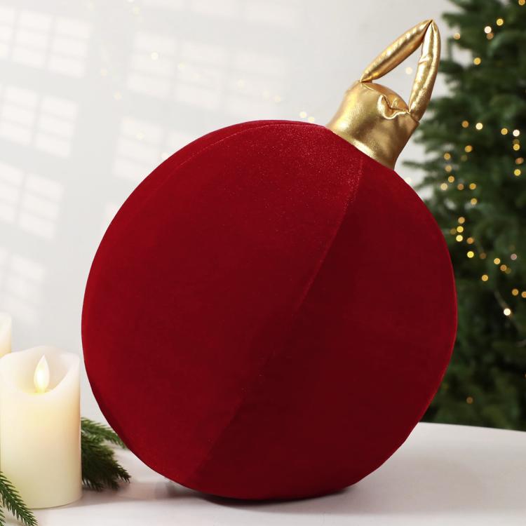 30cm Velvet Inflatable Christmas Ball Ornament DIY Christmas Decoration and Scene Prop