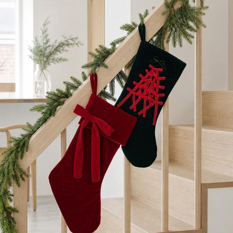 Velvet Christmas Stocking Large Plush Holiday Hanging Stocking for Fireplace Mantel Christmas Tree Decor