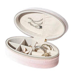 Oval Velvet Jewelry Organizer Box Portable Small Travel Mini Case