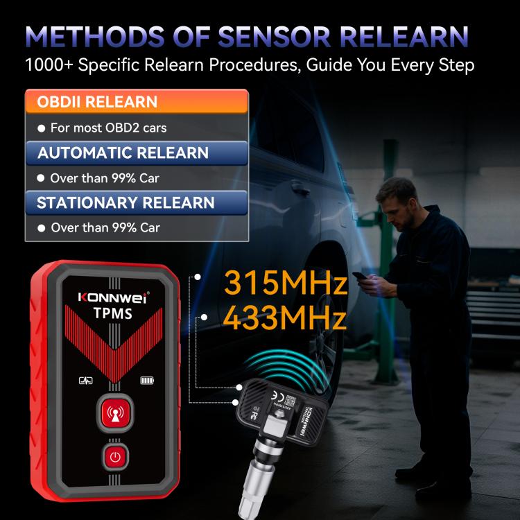 KONNWEI Tire Pressure Monitoring System Connector Supports Bluetooth Version 5.2, TK100+ Sensor