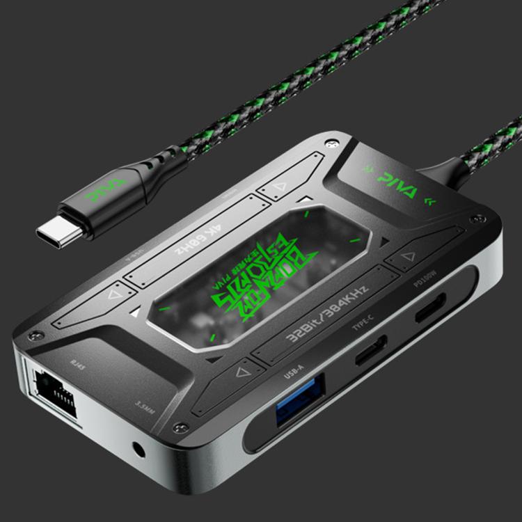 7-in-1 USB-C/Type-C Gaming Hub with 4K 60Hz Video Capture,100W PD, Gigabit Ethernet & DAC Audio Dock, PIVA DS7, PIVA DS7 Pro