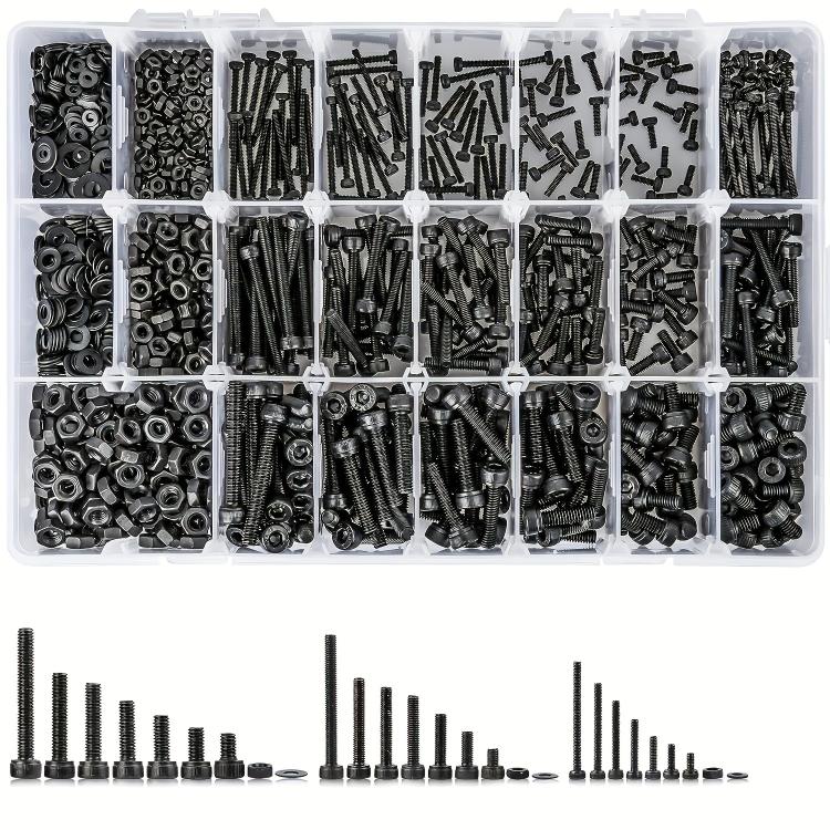 1260 PCS/Box M2 M3 M4 Socket Head Cap Screws Kit Alloy Steel Metric Bolts Nuts Washers Set