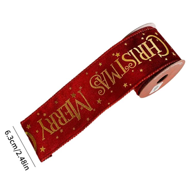 3 Yards Christmas Decorative Gold Foil Printed Ribbon For Gift Wrapping