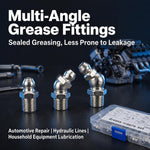 45 PCS/Box Metric Grease Nipple Assortment Kit with Straight 45-degree & 90-degree Angles