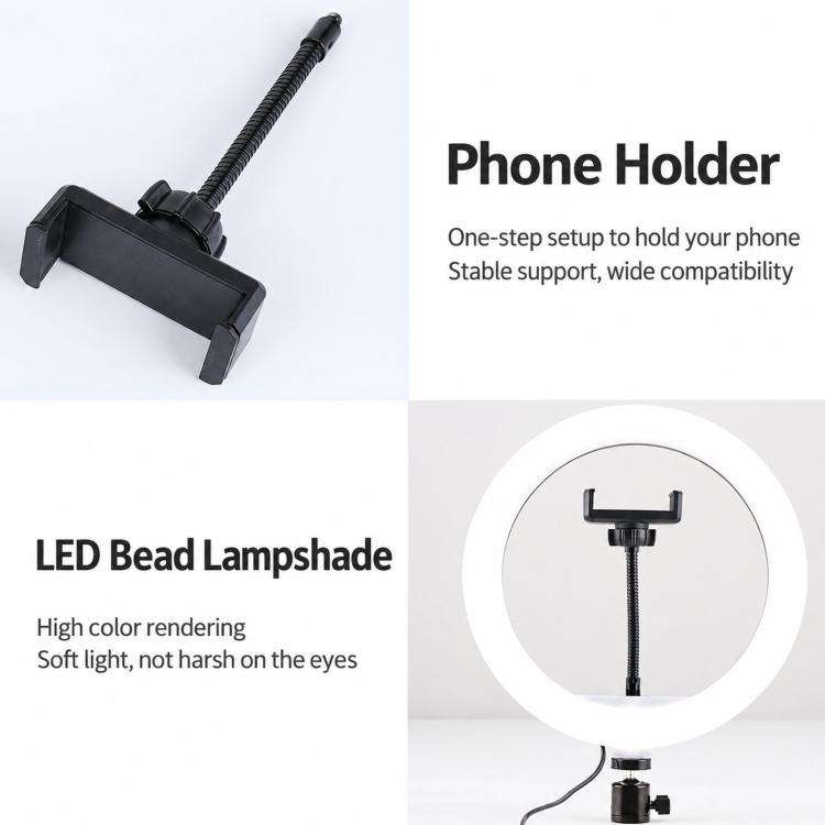 26cm Ring Live Streaming Fill Light Selfie Beauty Photography Lamp, 10 inch