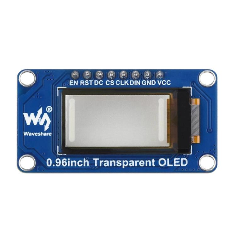 0.96 inch Transparent OLED Display Module 128 x 64 Resolution SPI/I2C Interface SSD1312 Driver IC, WAVESHARE 33163