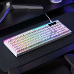 LANGTU L99 Gaming Keyboard 98 Keys Silent Membrane RGB Keyboard With Smart Display, Wired White Pudding, Wired BlackBerry, Wired Frosted Peach, Tri-Mode 5000mAh BlackBerry, Tri-Mode 5000mAh Frosted Peach, Tri-Mode 12000mAh BlackBerry                   ...
