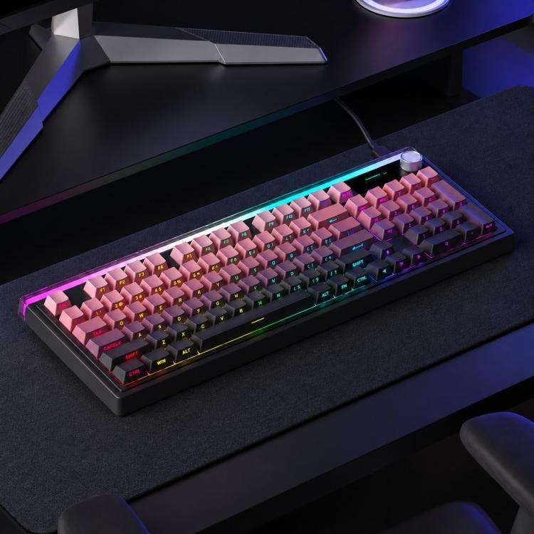 LANGTU L99 Gaming Keyboard 98 Keys Silent Membrane RGB Keyboard With Smart Display, Wired White Pudding, Wired BlackBerry, Wired Frosted Peach, Tri-Mode 5000mAh BlackBerry, Tri-Mode 5000mAh Frosted Peach, Tri-Mode 12000mAh BlackBerry                   ...