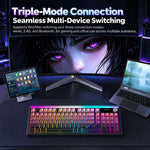 LANGTU L99 Gaming Keyboard 98 Keys Silent Membrane RGB Keyboard With Smart Display, Wired White Pudding, Wired BlackBerry, Wired Frosted Peach, Tri-Mode 5000mAh BlackBerry, Tri-Mode 5000mAh Frosted Peach, Tri-Mode 12000mAh BlackBerry                   ...
