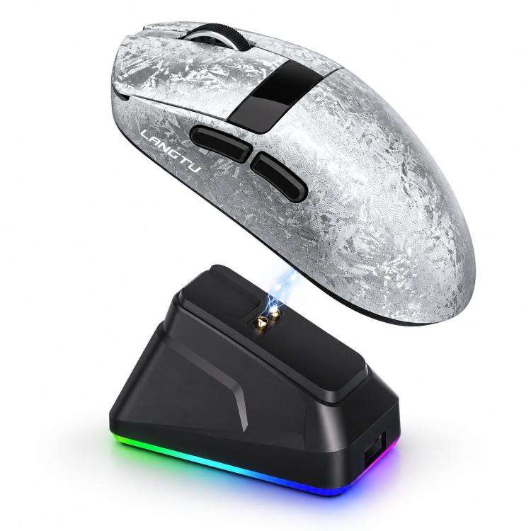 LANGTU M8-LED-Pro Tri-Mode Wireless Gaming Mouse With LED Display & RGB Charging Dock, Black Carbon Fiber Pattern Dual 1K, Silver Carbon Fiber Pattern Dual 1K, Blue Carbon Fiber Pattern Dual 8K