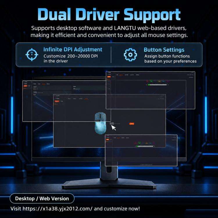 LANGTU M8-LED-Pro Tri-Mode Wireless Gaming Mouse With LED Display & RGB Charging Dock, Black Carbon Fiber Pattern Dual 1K, Silver Carbon Fiber Pattern Dual 1K, Blue Carbon Fiber Pattern Dual 8K