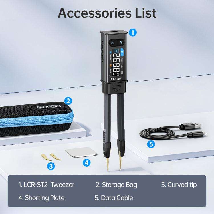 FNIRSI High-Precision Handheld Digital LCR Tweezers Component Tester, Tweezers Tips, Tweezers + Kelvin Clips